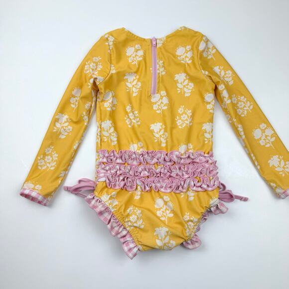 SweetHoney Floral Rash Guard Ruffle Swimsuit, size 3 - Picture 6 of 6